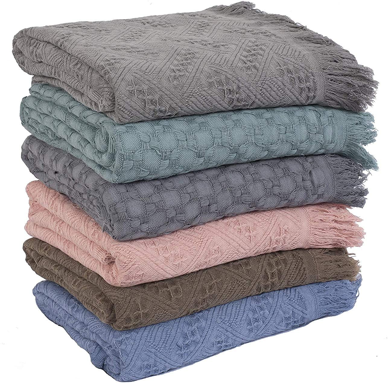 Kasentex 100% Cotton Soft Knitted Throw Blanket, Room Decor, Graduation Gifts, Fathers Day Gift, Mom Gift