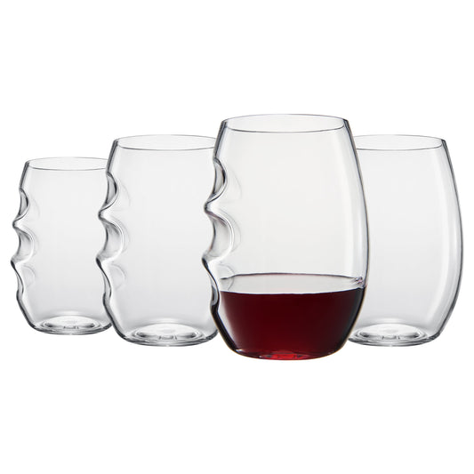 Dining & Tableware: Barcelona Acrylic Stemless Finger-Indent Wine Glassware, Set of 4 by Khen Site