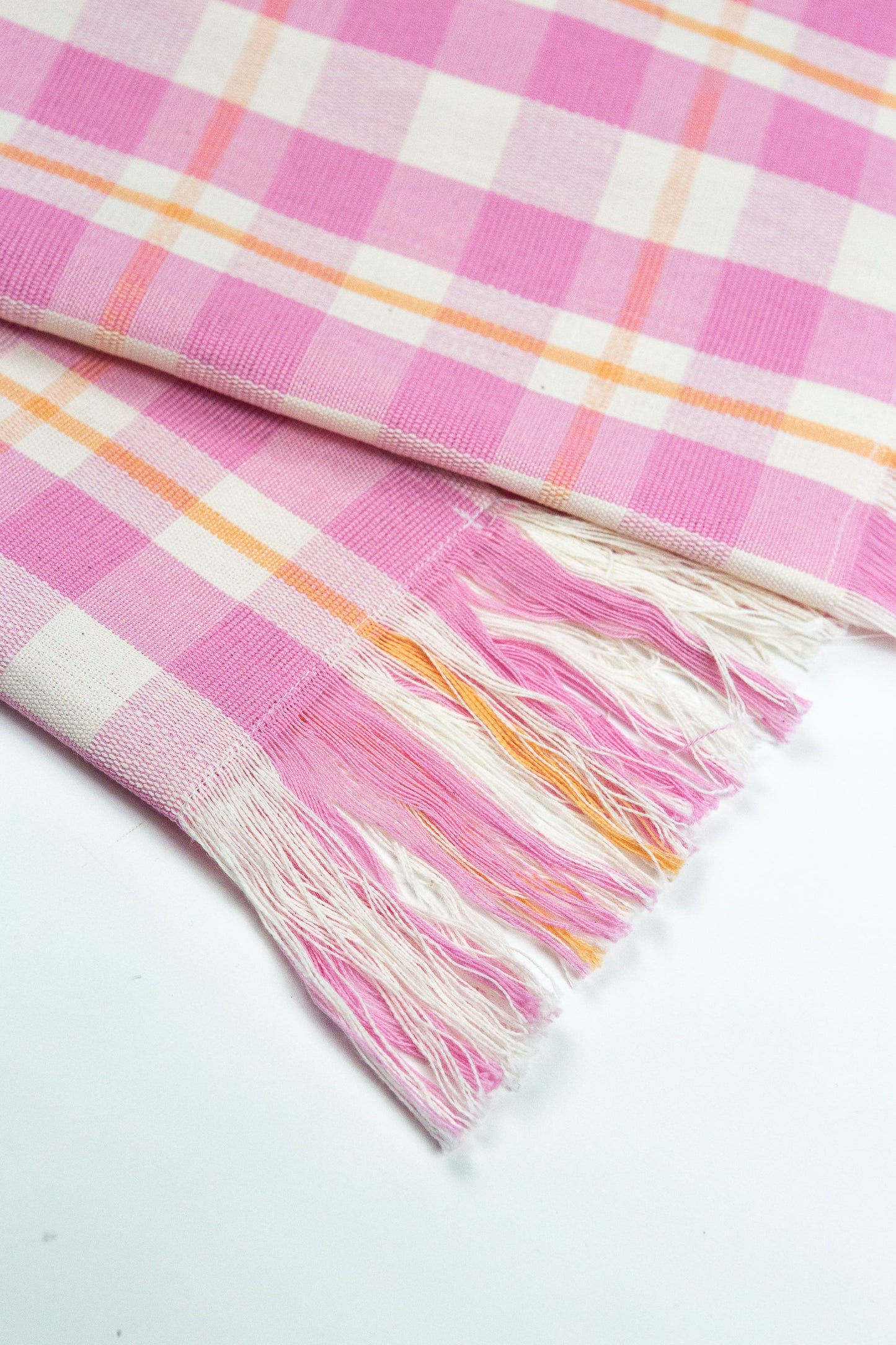Abigail Plaid Kitchen Towel in Bubblegum and Peach