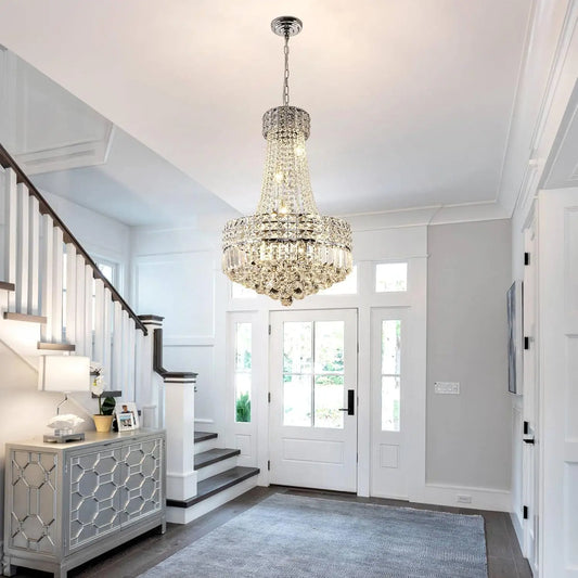 Smart Light Bulb: Modern Crystal Chandeliers for Dining Room Lights Fixtures Silver Chandeliers for Bedroom Round Crystal Hanging Ceiling Lighting by DaAvere Home