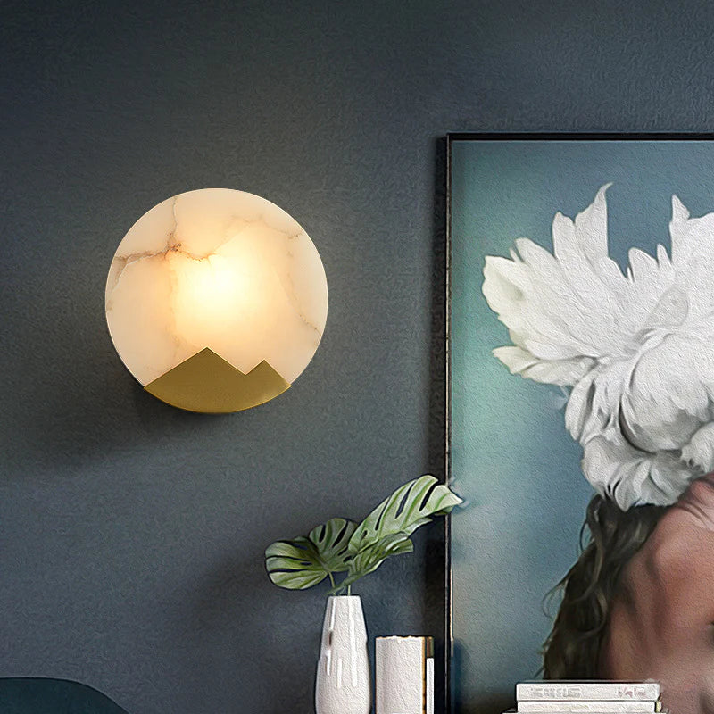 Alabaster Brass Wall Light