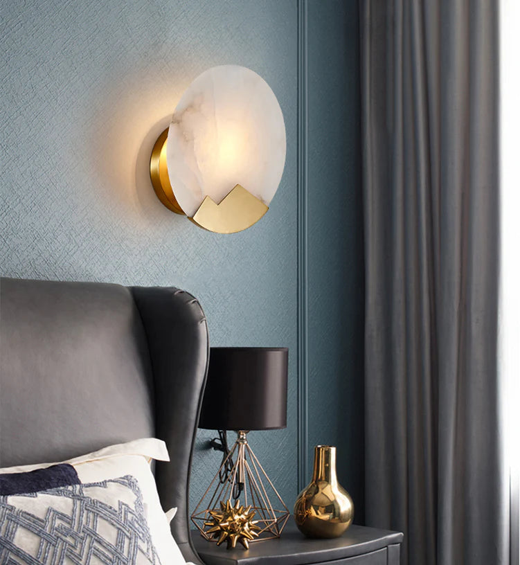 Alabaster Brass Wall Light