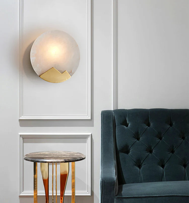 Alabaster Brass Wall Light