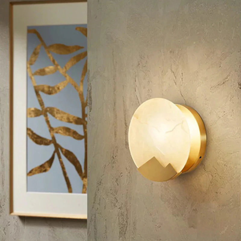 Alabaster Brass Wall Light