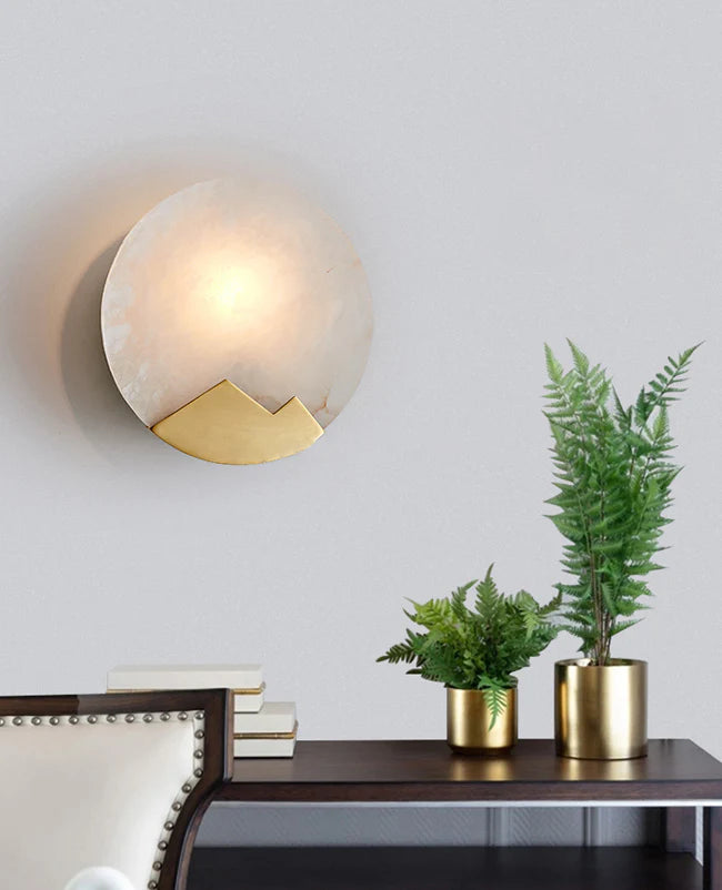 Alabaster Brass Wall Light