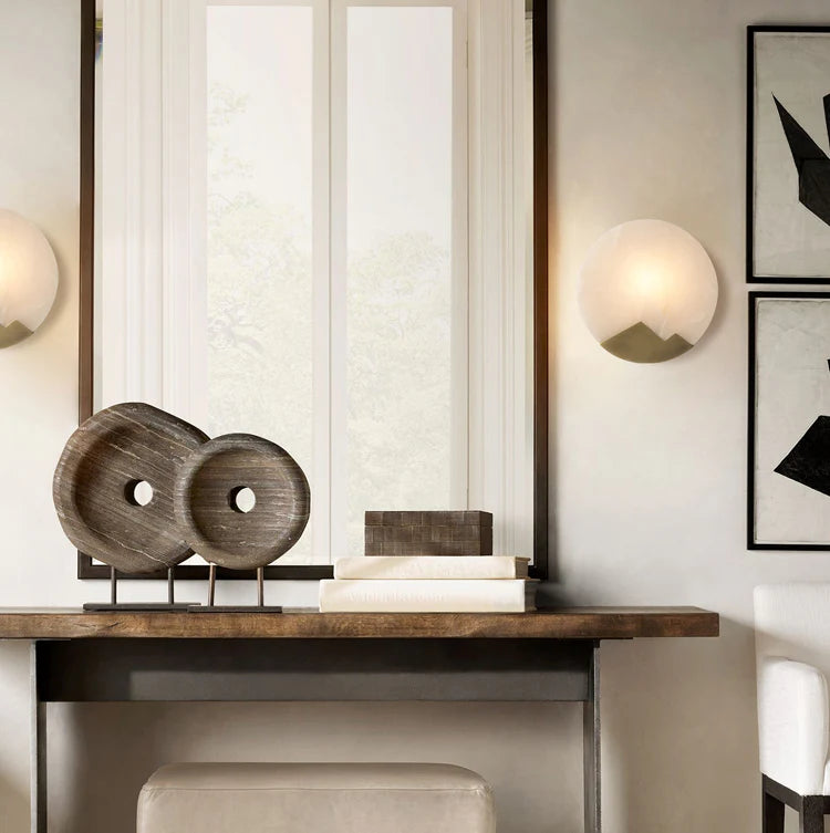 Alabaster Brass Wall Light