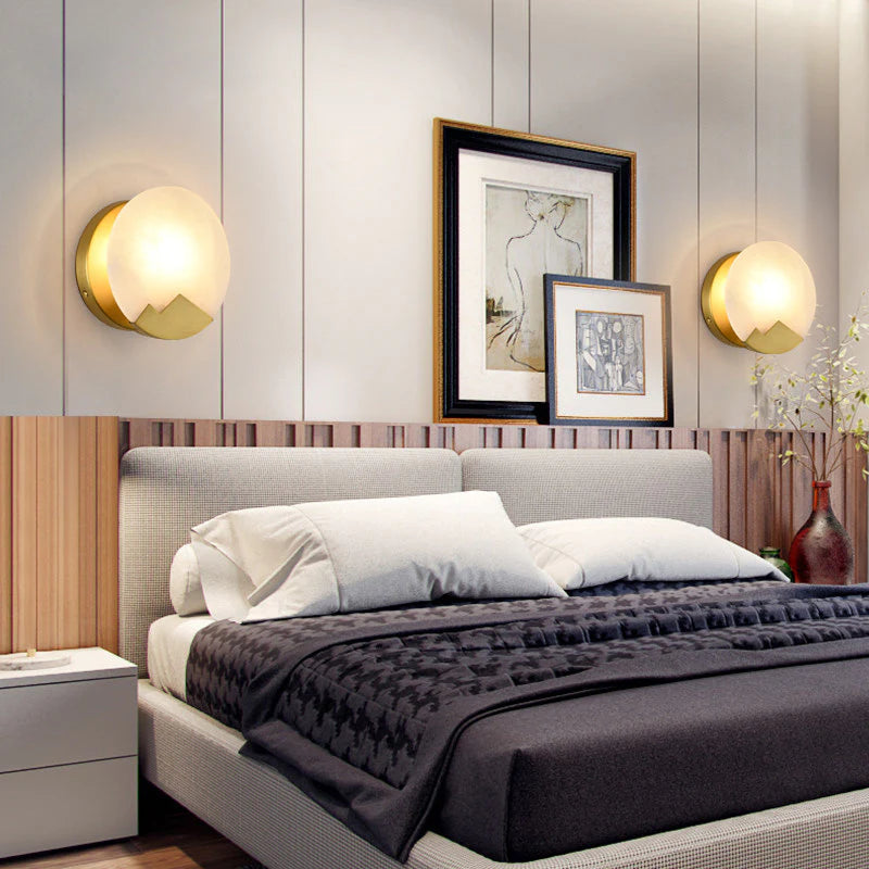 Alabaster Brass Wall Light