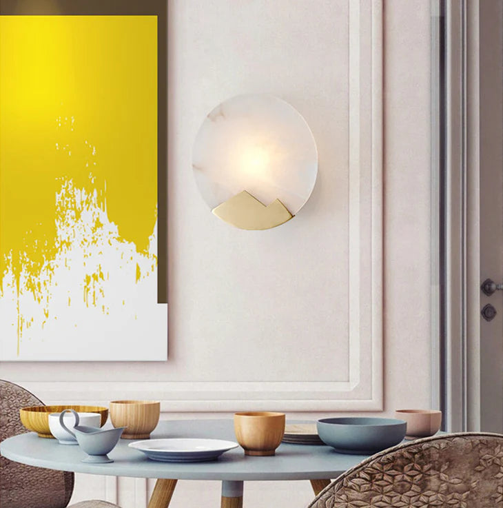 Alabaster Brass Wall Light