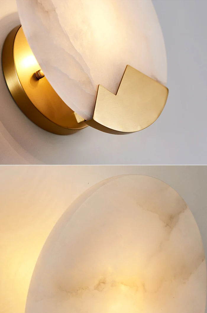 Alabaster Brass Wall Light