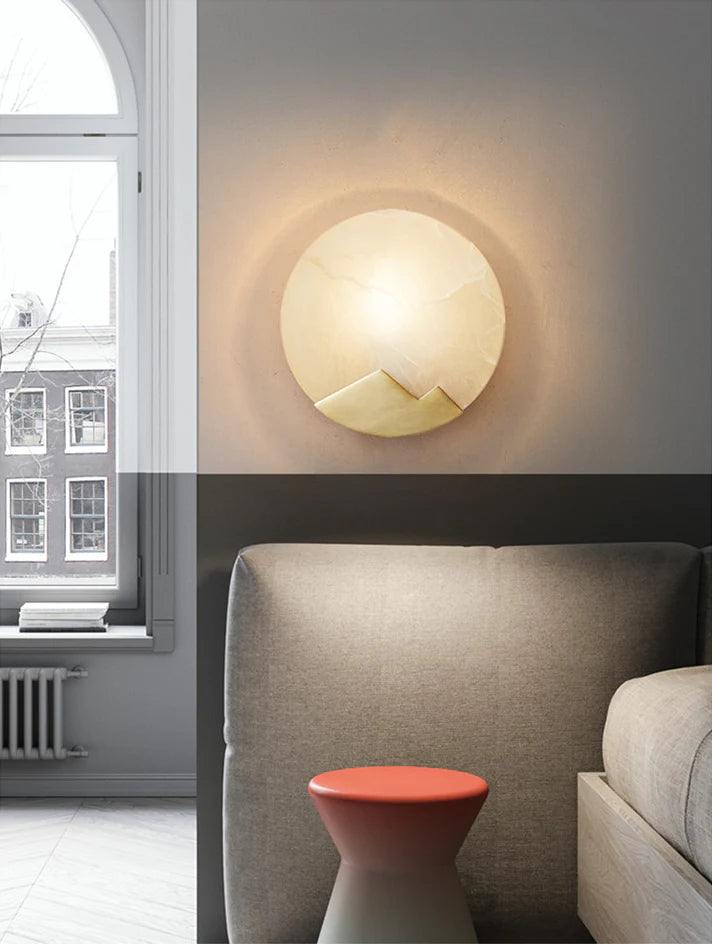 Alabaster Brass Wall Light