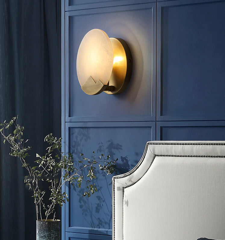 Alabaster Brass Wall Light