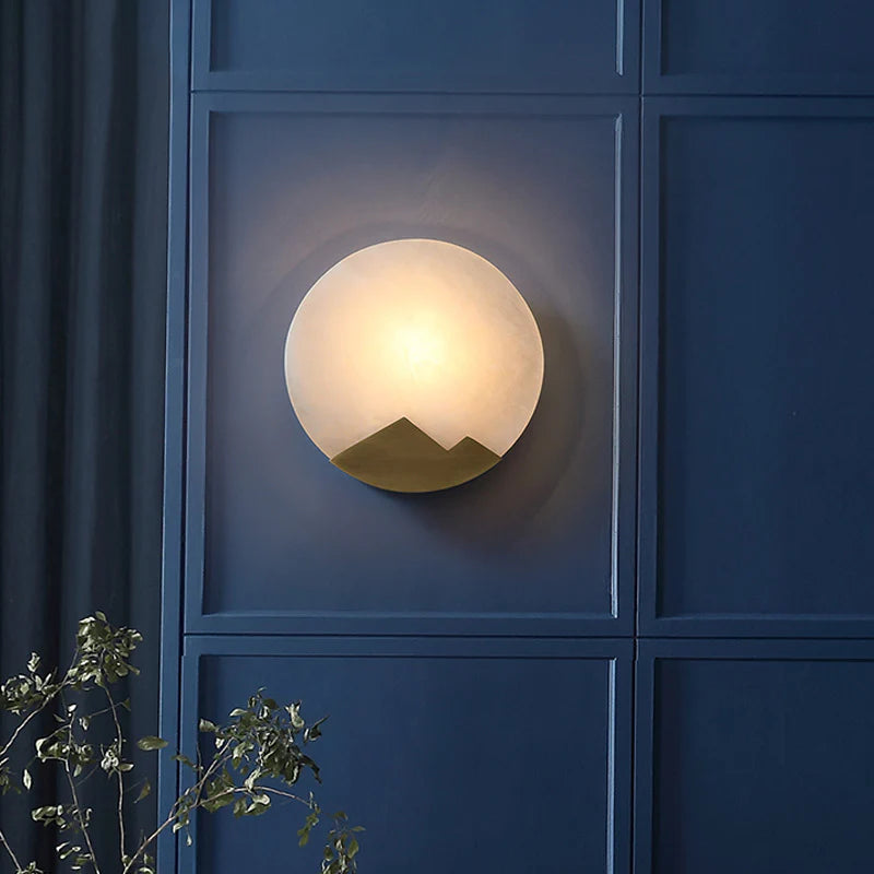 Alabaster Brass Wall Light