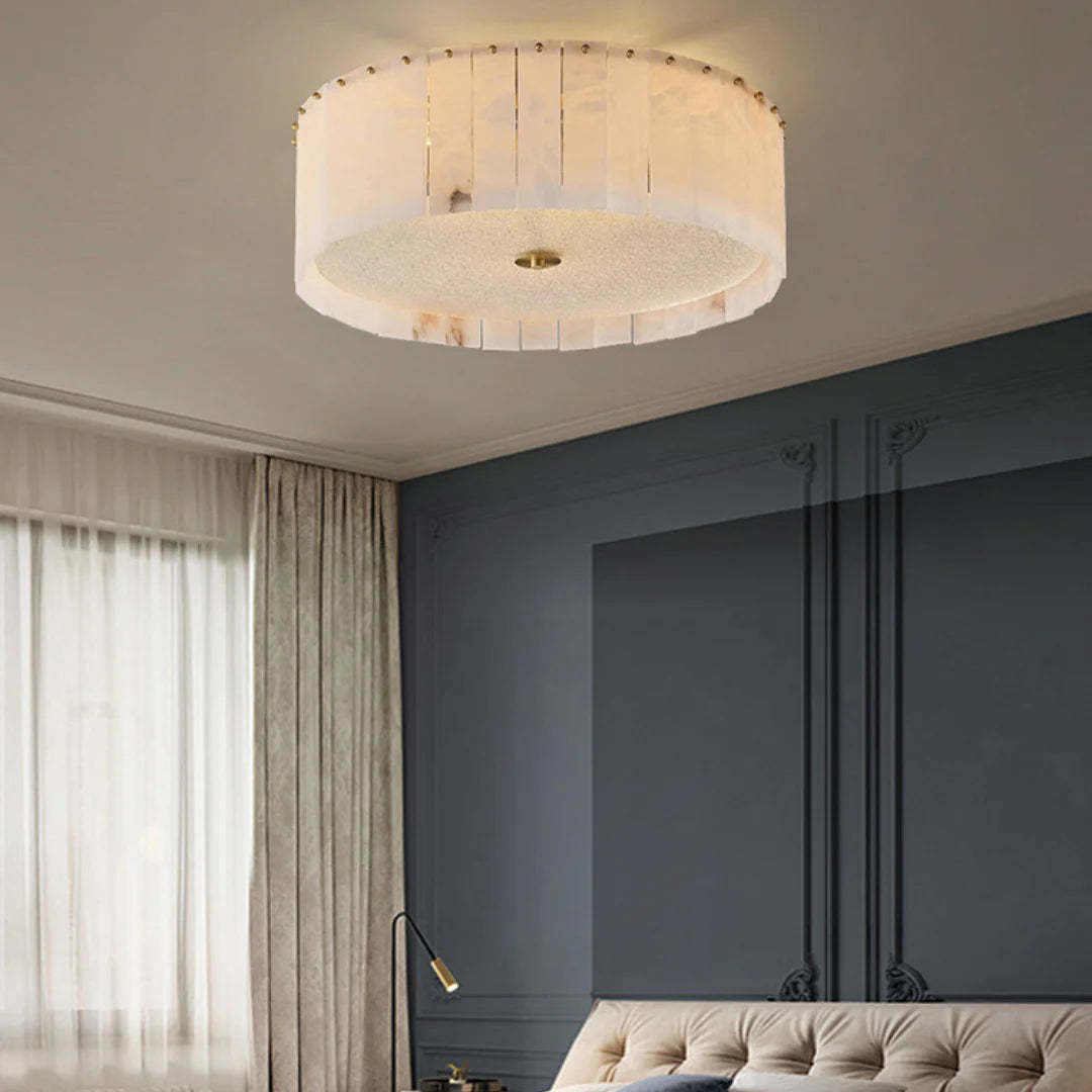 Alabaster Copper Round Ceiling Lamp