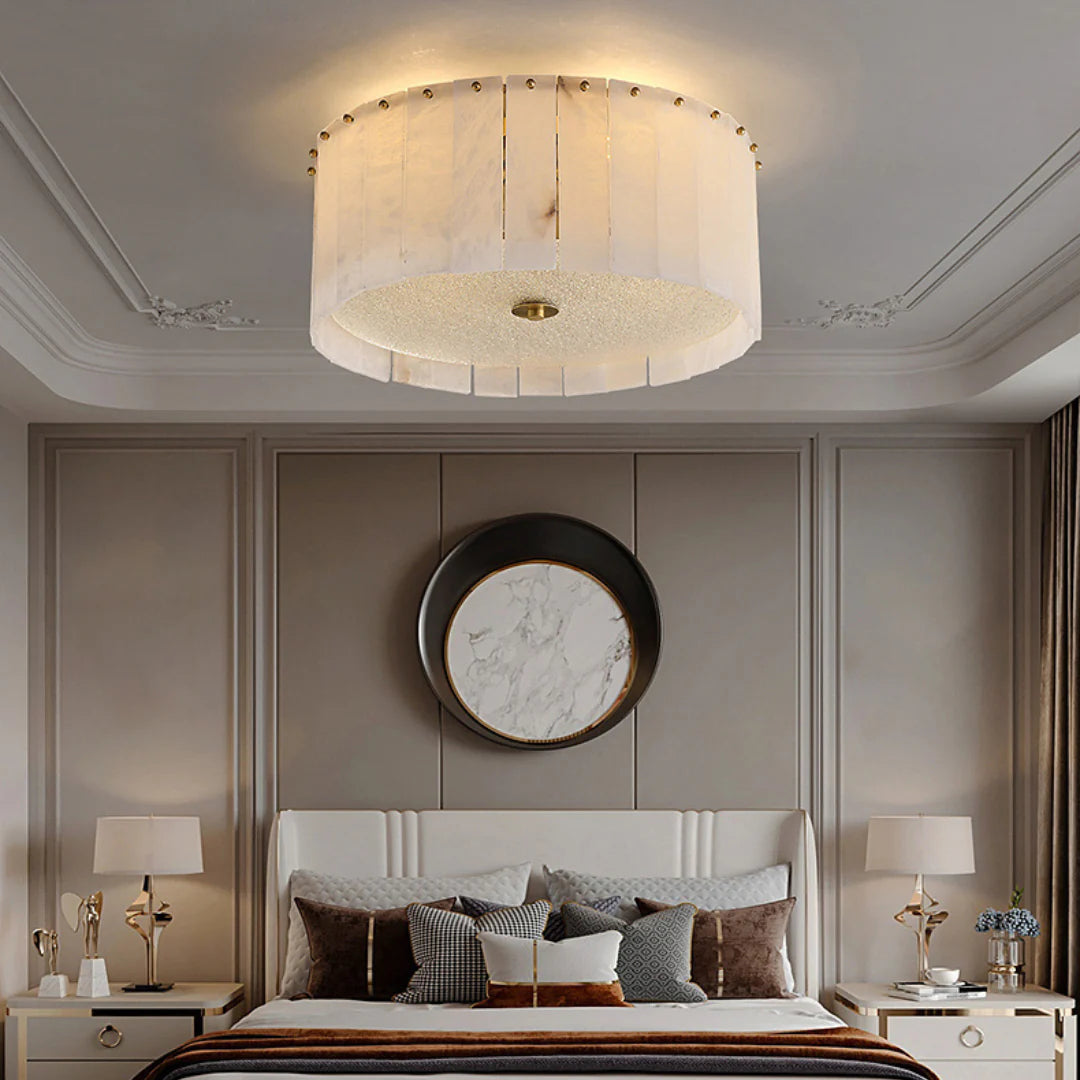 Alabaster Copper Round Ceiling Lamp
