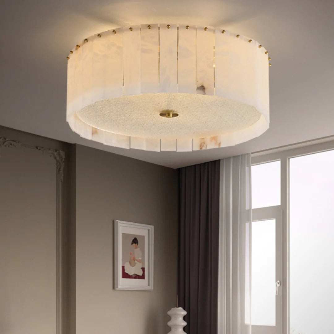 Alabaster Copper Round Ceiling Lamp