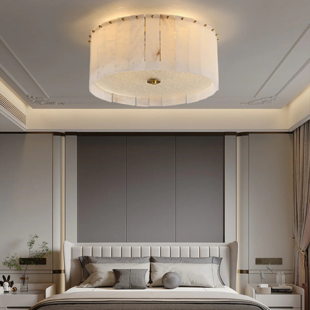 Alabaster Copper Round Ceiling Lamp