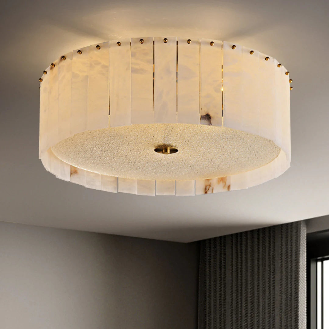 Alabaster Copper Round Ceiling Lamp