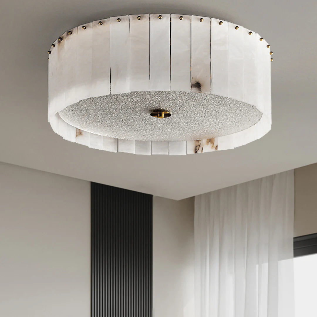 Alabaster Copper Round Ceiling Lamp