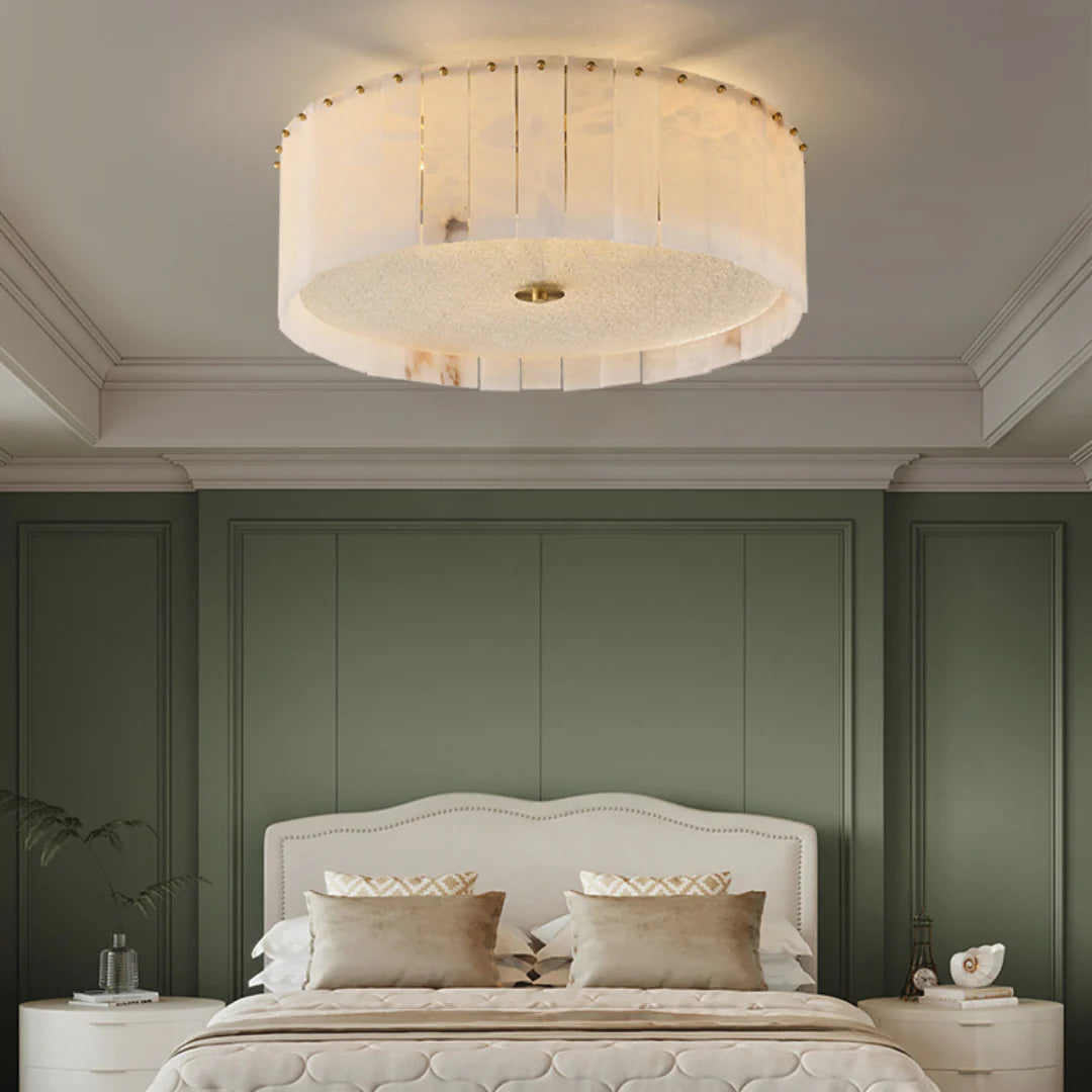 Alabaster Copper Round Ceiling Lamp