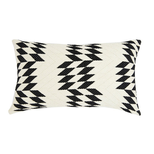 Backordered: Almolonga Quilt Pillow - Black and Natural White -  12" x 20"