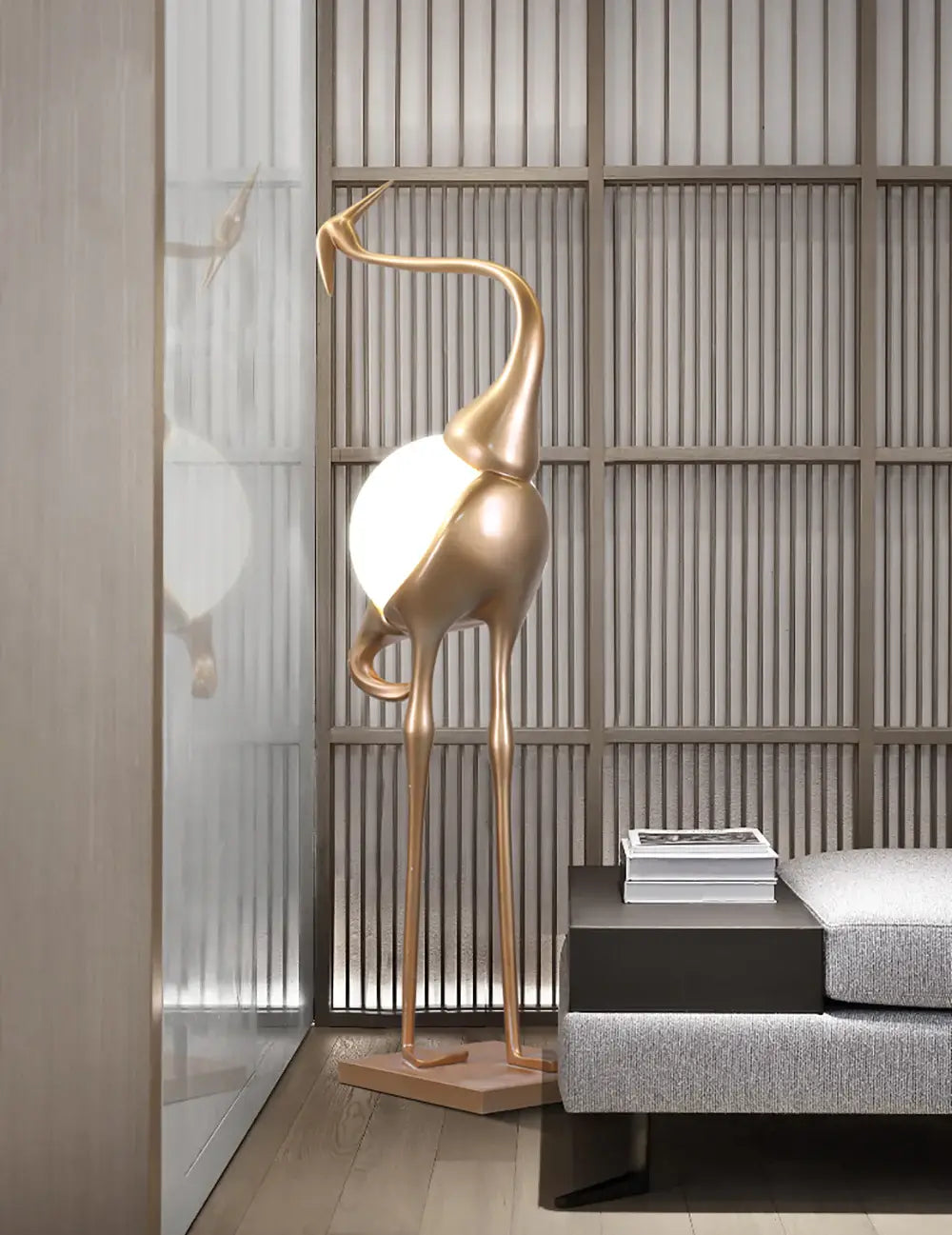 Animal Crane Art Deco Floor Lamp