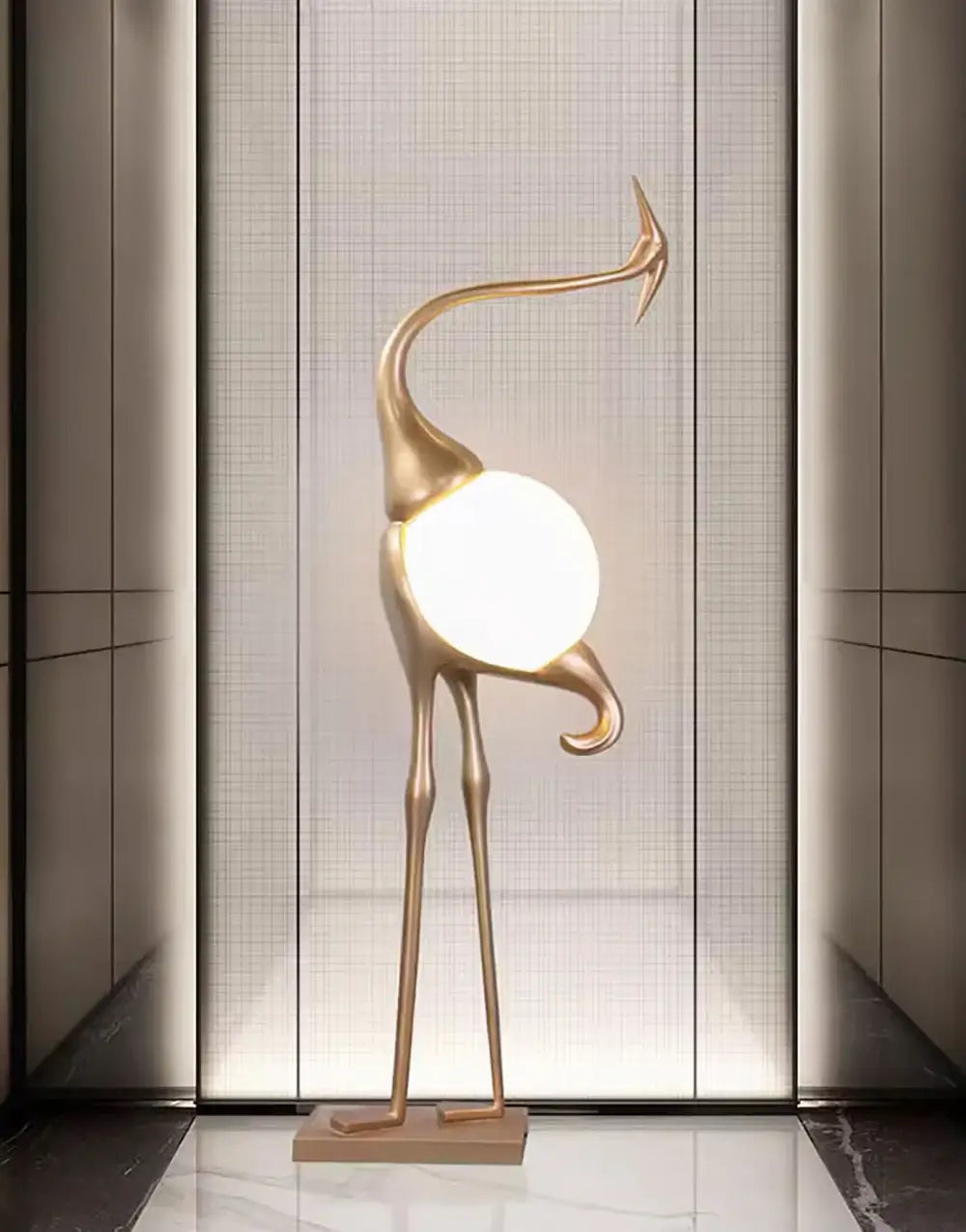 Animal Crane Art Deco Floor Lamp