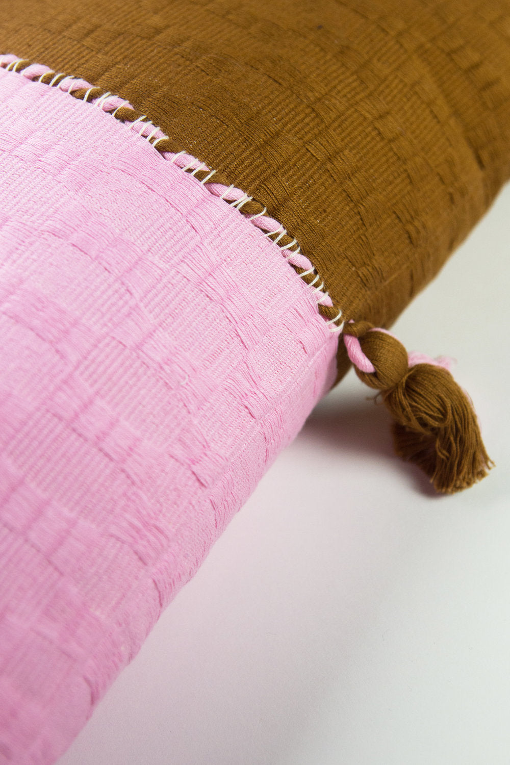 Antigua Pillow - Baby Pink &amp; Umber Colorblocked