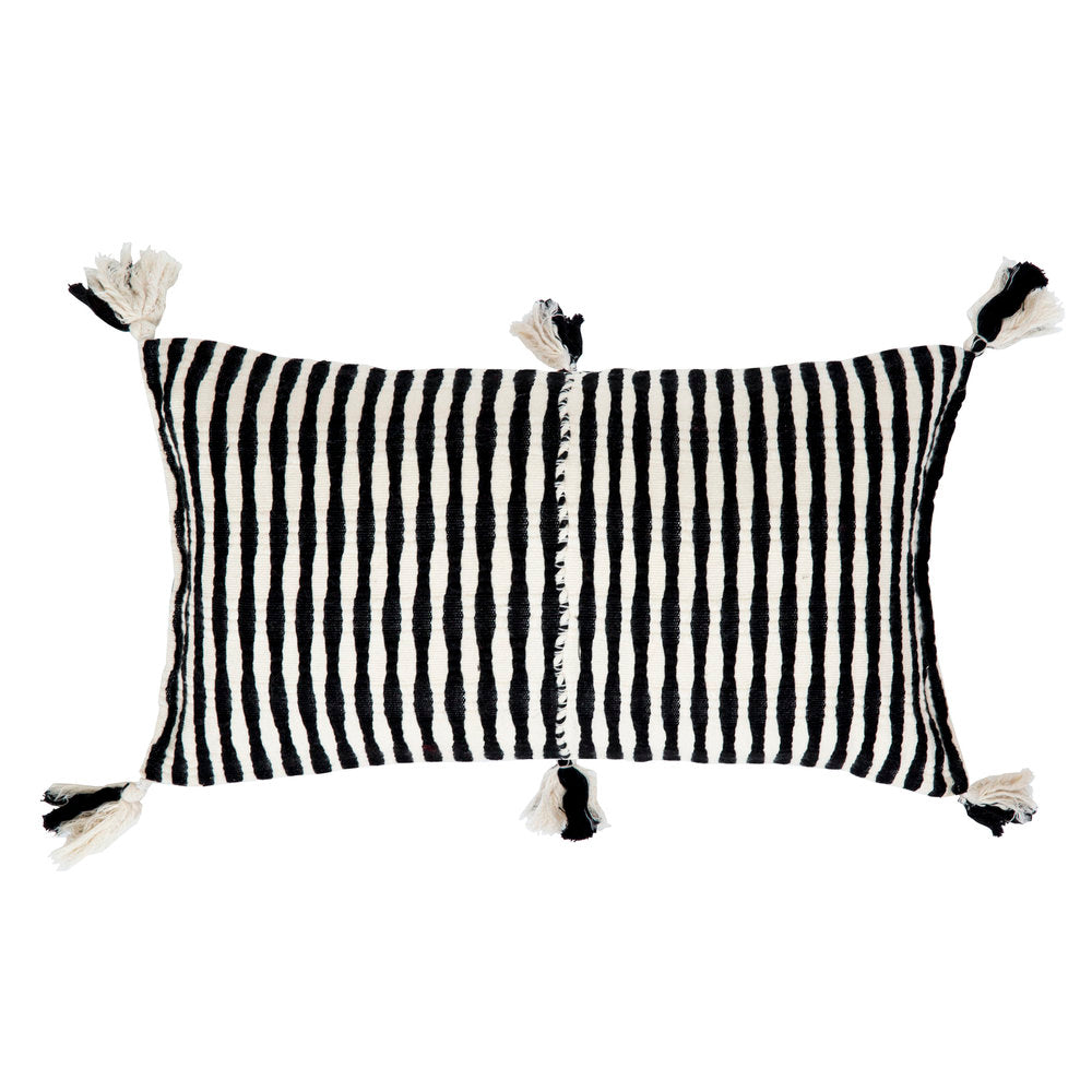 Antigua Pillow - Black and Natural Ivory