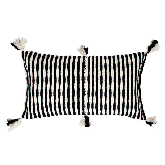 Antigua Pillow - Black and Natural Ivory