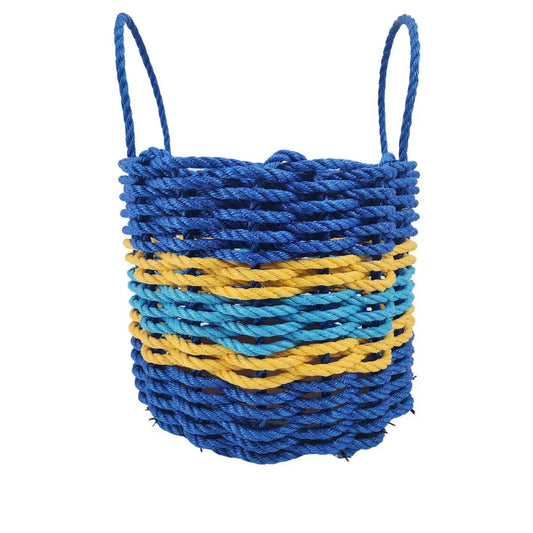 Kitchen Tools & Cookware: Authentic Maine Lobster Rope Storage Basket Two Tone Blue with yellow Accents by Little Salty Rope