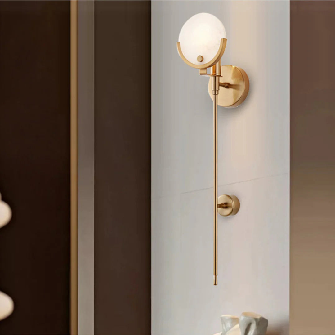 Alabaster Ava Brass Wall Lamp