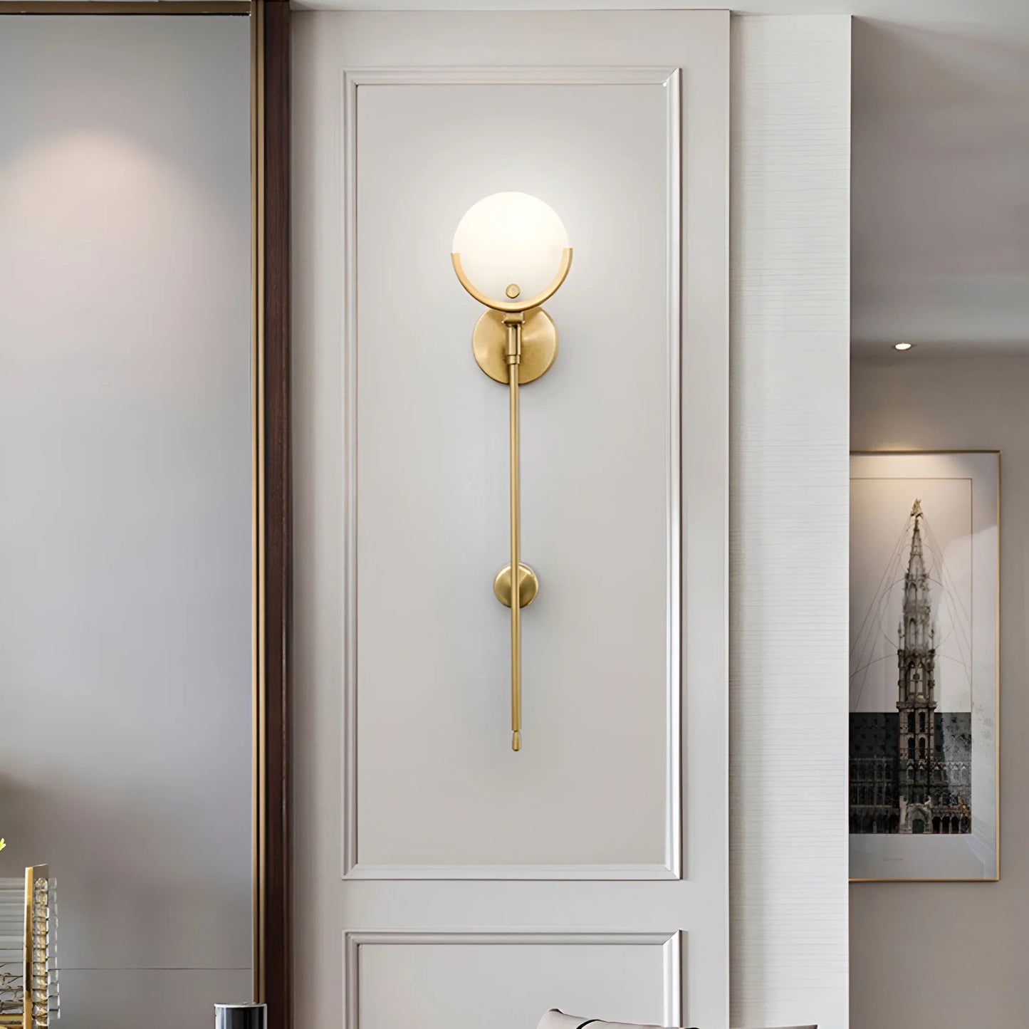 Alabaster Ava Brass Wall Lamp