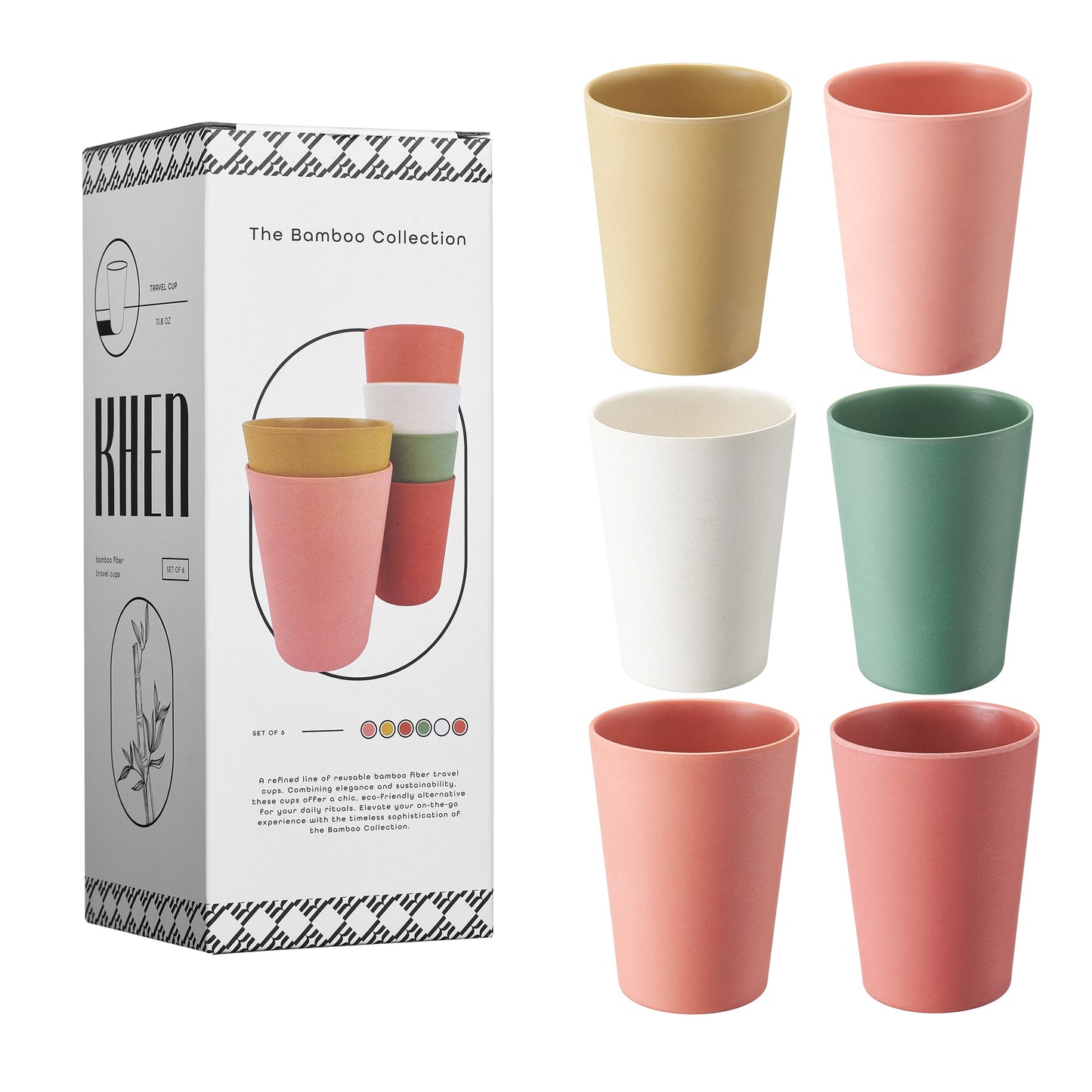 Dining & Tableware: Tonal Wheat Straw Bamboo Tumbler Glassware, Set of 6 by Khen Site