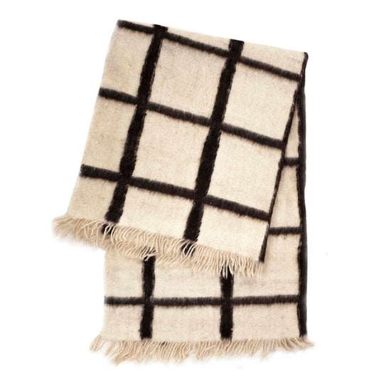 Momos Grid Blanket- Natural White and Black