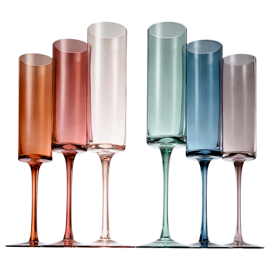 Dining & Tableware: Tonal Champagne Flute Glassware, Set of 6 by Khen Site