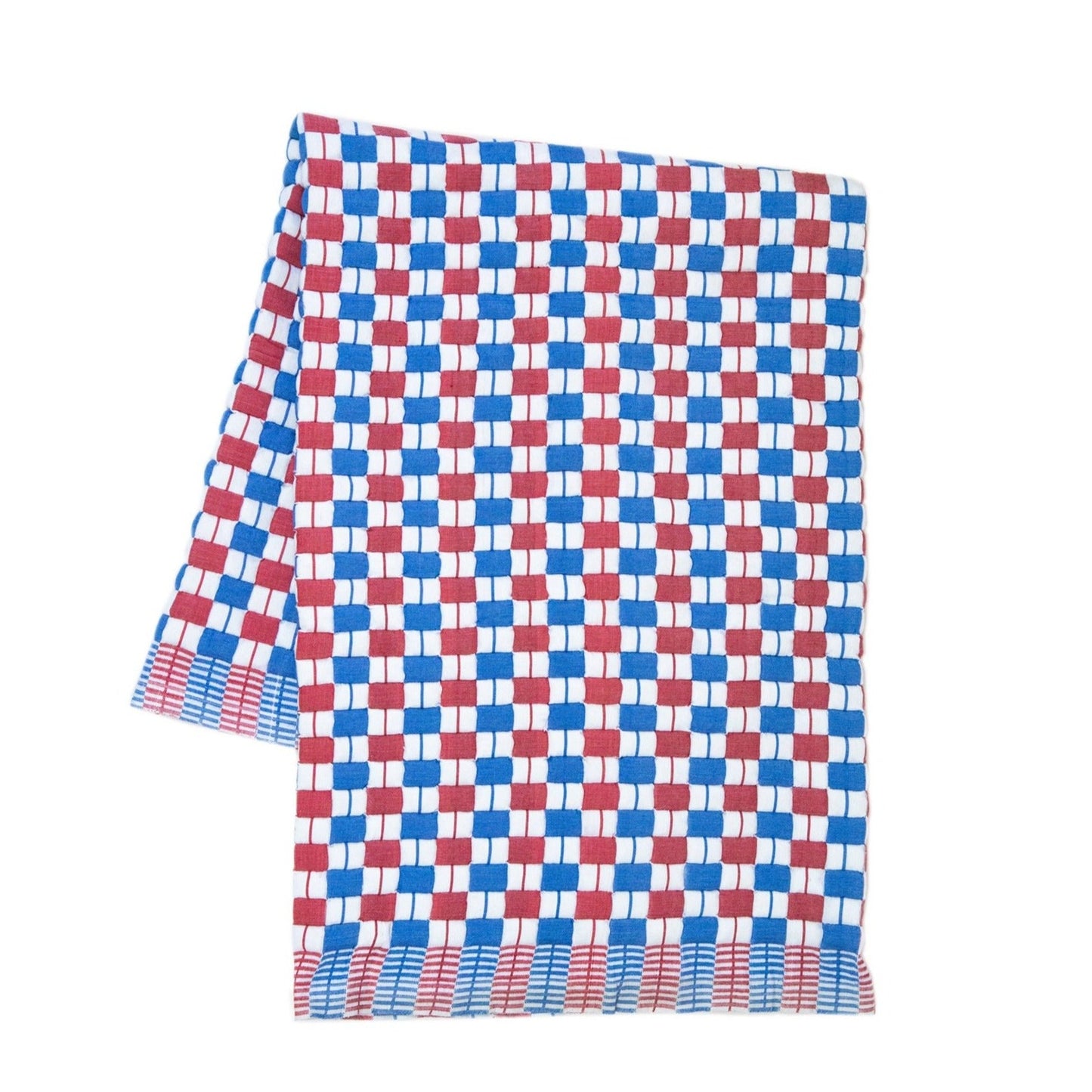Quilted Sujani Throw Blanket - Red & Blue
