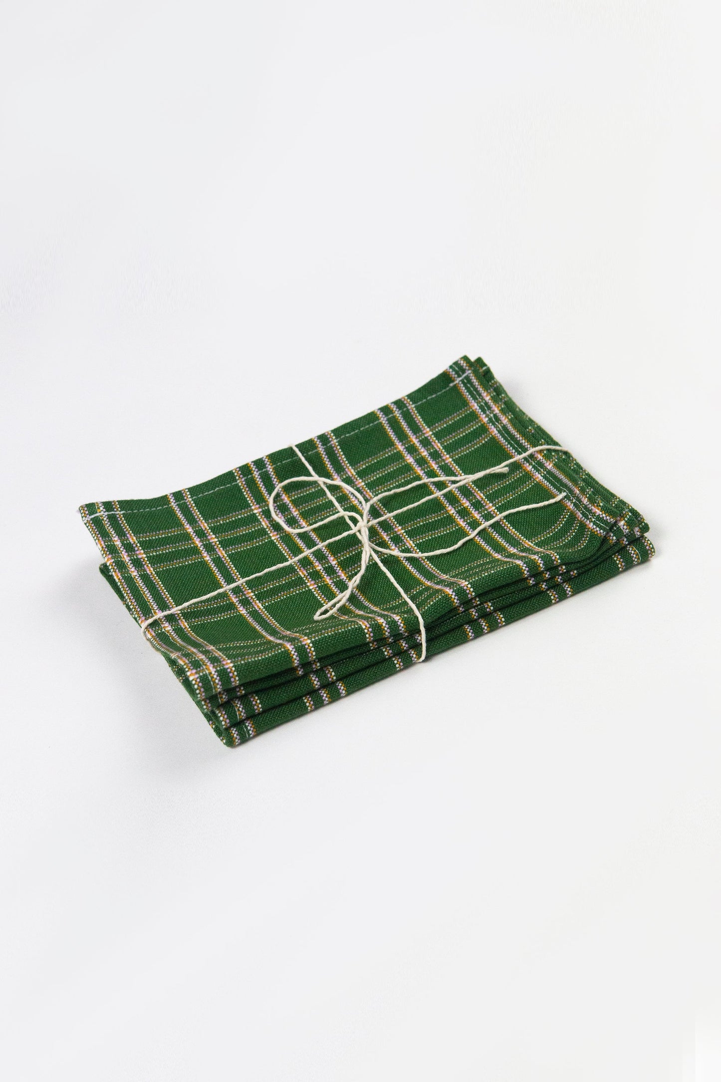 Chiapas Plaid Forest Green Cocktail Napkins Set of 4