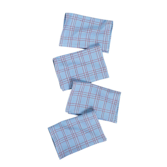 Chiapas Plaid Light Blue Cocktail Napkins Set of 4