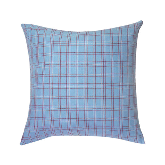 Chiapas Plaid Light Blue Pillow 20" x 20"
