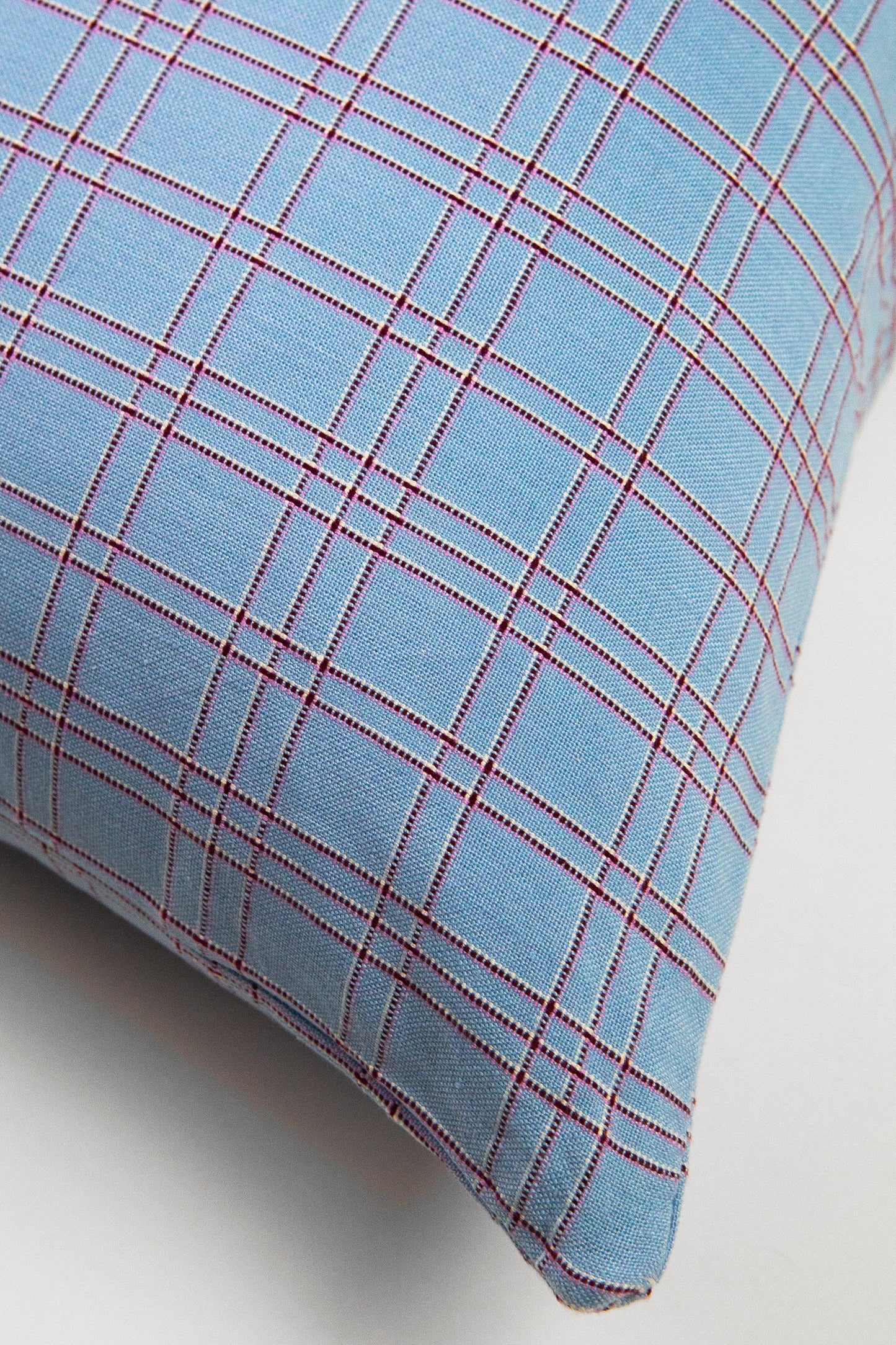 Chiapas Plaid Light Blue Pillow 20" x 20"