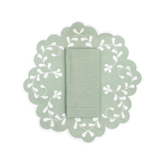 Area Rug: Classic Celadon Linen Napkin & Placemat Set by Talah Home