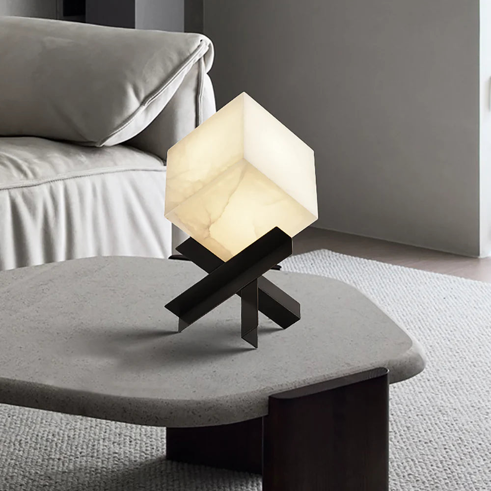 Cube Alabaster Table Lamp