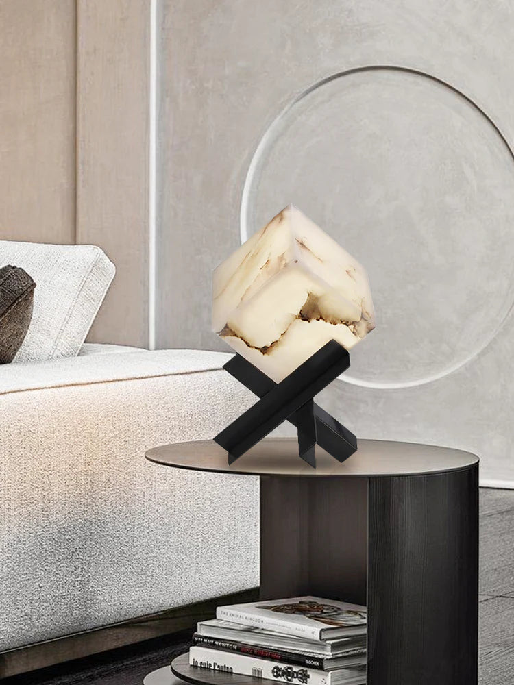 Cube Alabaster Table Lamp
