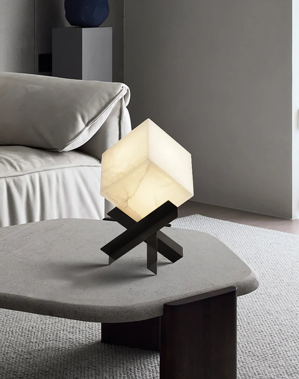 Cube Alabaster Table Lamp
