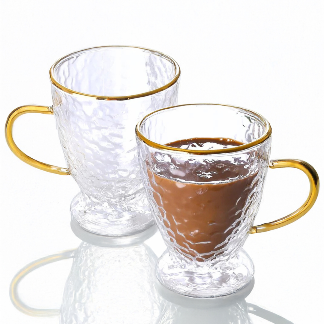 Smart Home Device: Hammered Double Wall Glass Coffee Cups by Sister.ly Drinkware
