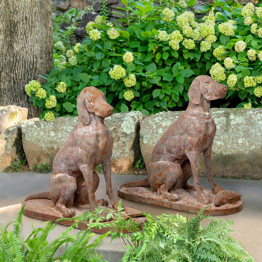 Garden & Outdoor: Rustic Cast Iron Hunting Dog Sculptures (Set of 2) by Vintage Shopper