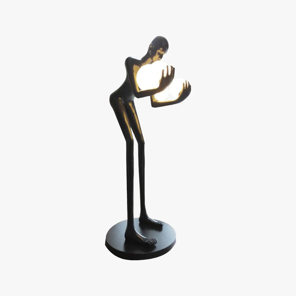 Figure Holding Ball Sculpture Floor Lamp