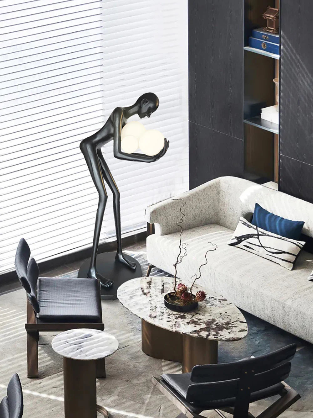 Figure Holding Ball Sculpture Floor Lamp