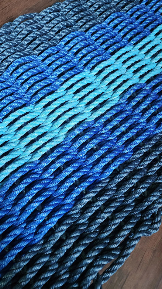 Area Rug: Five Stripe Rope Mat Navy Blue, Blue, Light Blue by Little Salty Rope