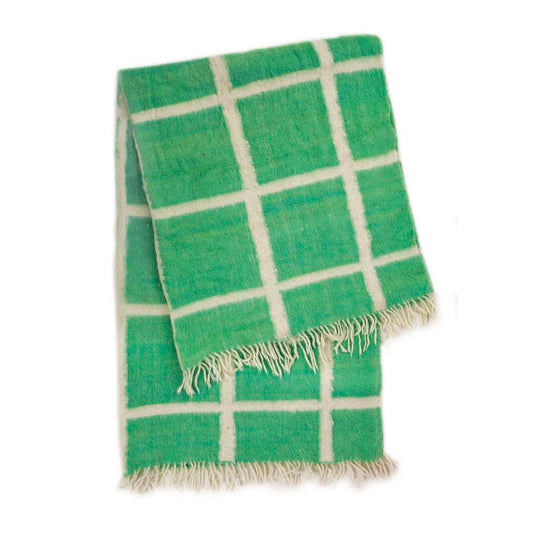 Momos Grid Blanket- Natural White and Green